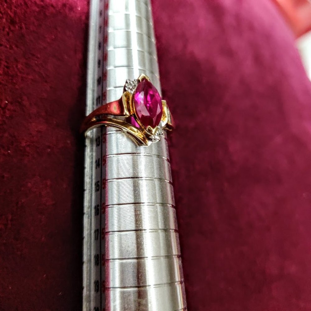 10K Gold Ruby & Diamond Ring  - 50% Discount + Free Shipping
